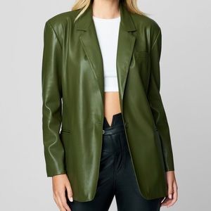 BLANK NYC | Dark Green Oversized One Button Faux Leather Blazer